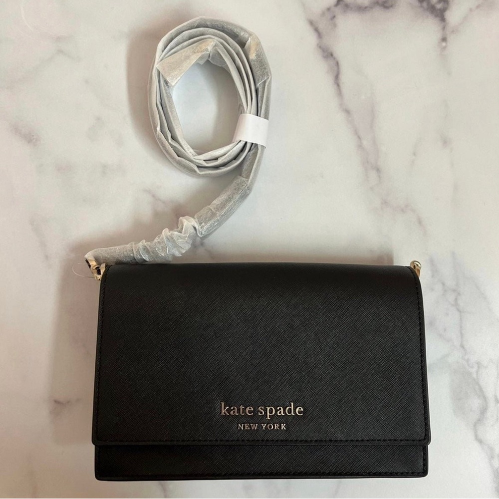 NWT Kate Spade Cameron Convertible Crossbody Black Leather Medium Handbag